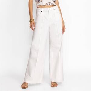 Johnny Was The Braided Wide Leg Jeans NEW High Rise Relaxed Fit White Denim 28